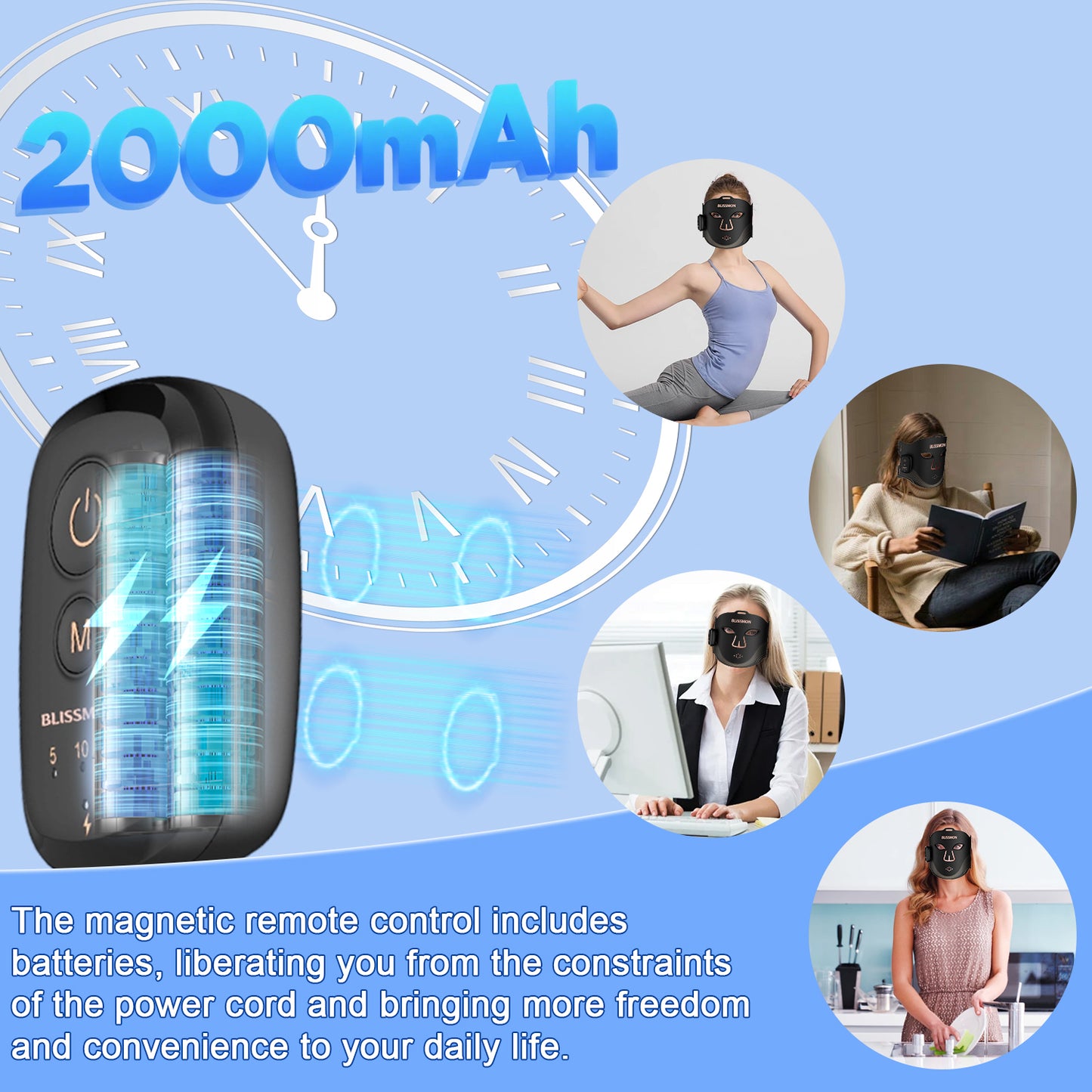 BLISSMON Red Light Therapy Mask for Face Anti-Aging Skin Firming Glow with 336 LEDs Face Mask  850NM Infrared |Wireless 2000mAh 4 Modes + Comfort Eye Protection